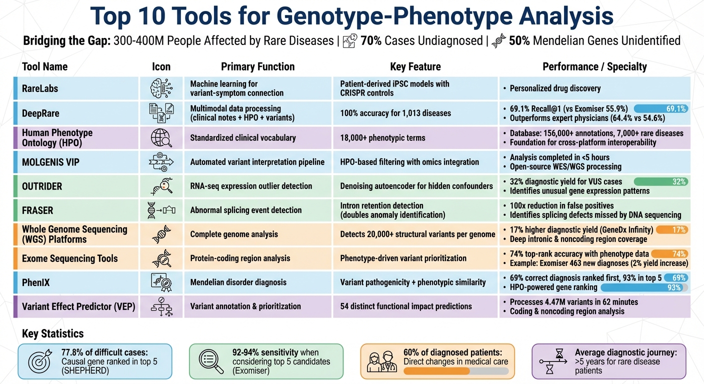 Top 10 Genotype-Phenotype Analysis Tools for Rare Disease Diagnosis