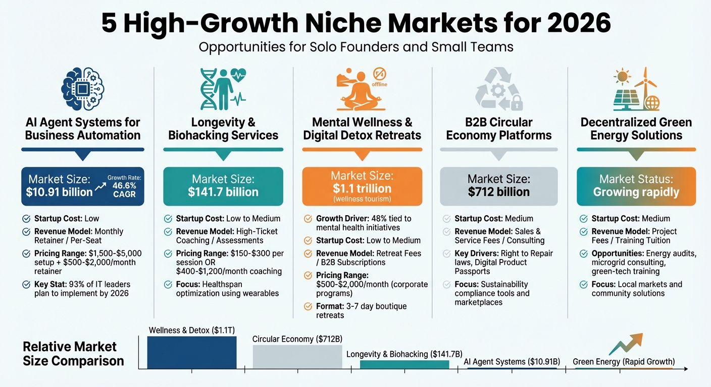 5 High-Growth Niche Markets for Small Founders in 2026: Market Size and Revenue Models