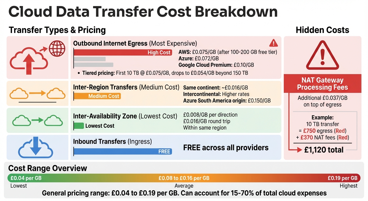 Cloud Data Transfer Cost Breakdown by Type and Provider