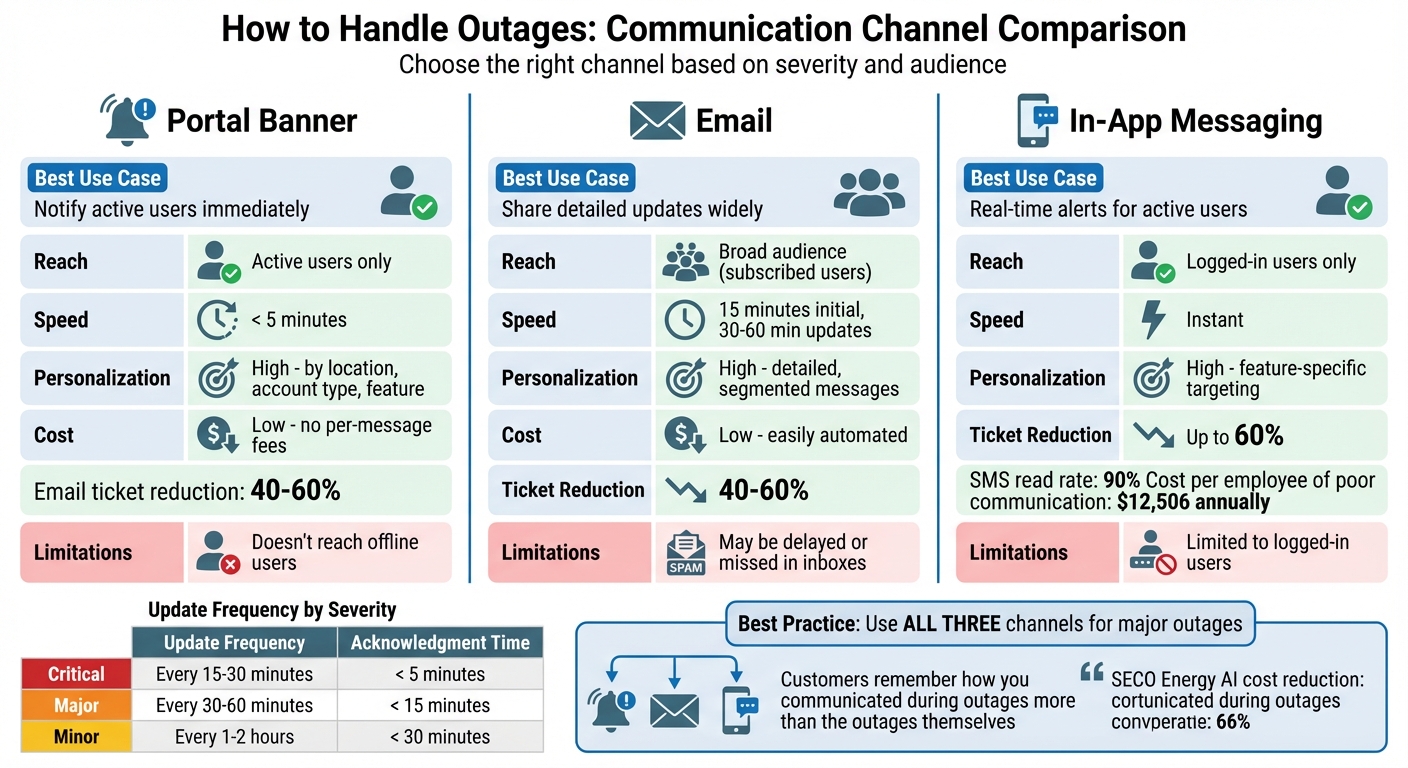 Outage Communication Channels Comparison: Portal Banners vs Email vs In-App Messaging