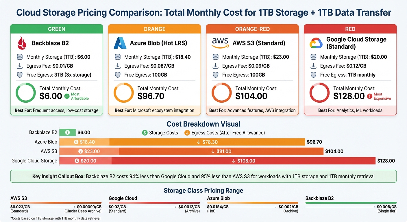 Cloud Storage Pricing Comparison: AWS S3 vs Azure vs Google Cloud vs Backblaze B2