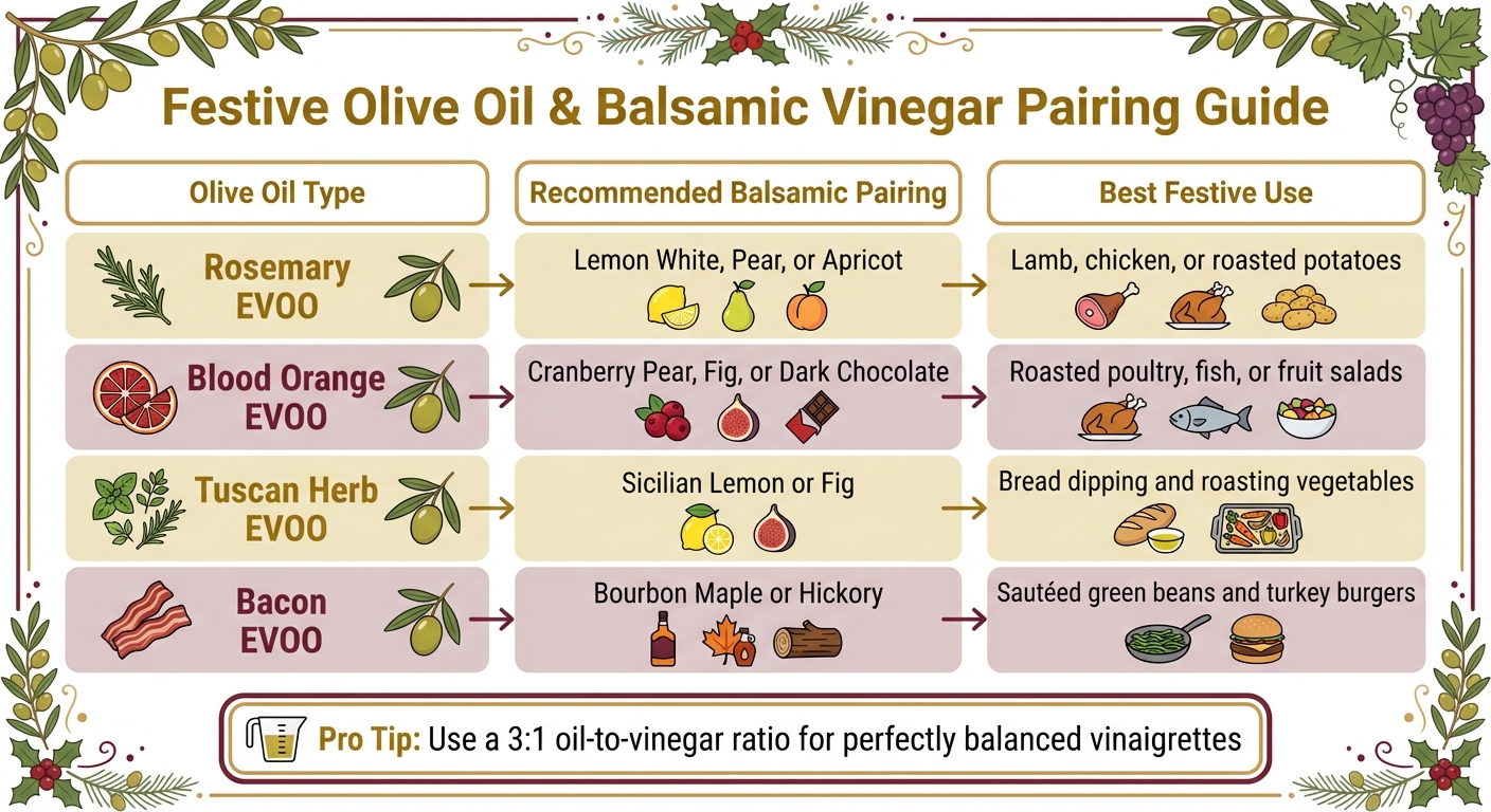 Festive Olive Oil and Balsamic Vinegar Pairing Guide