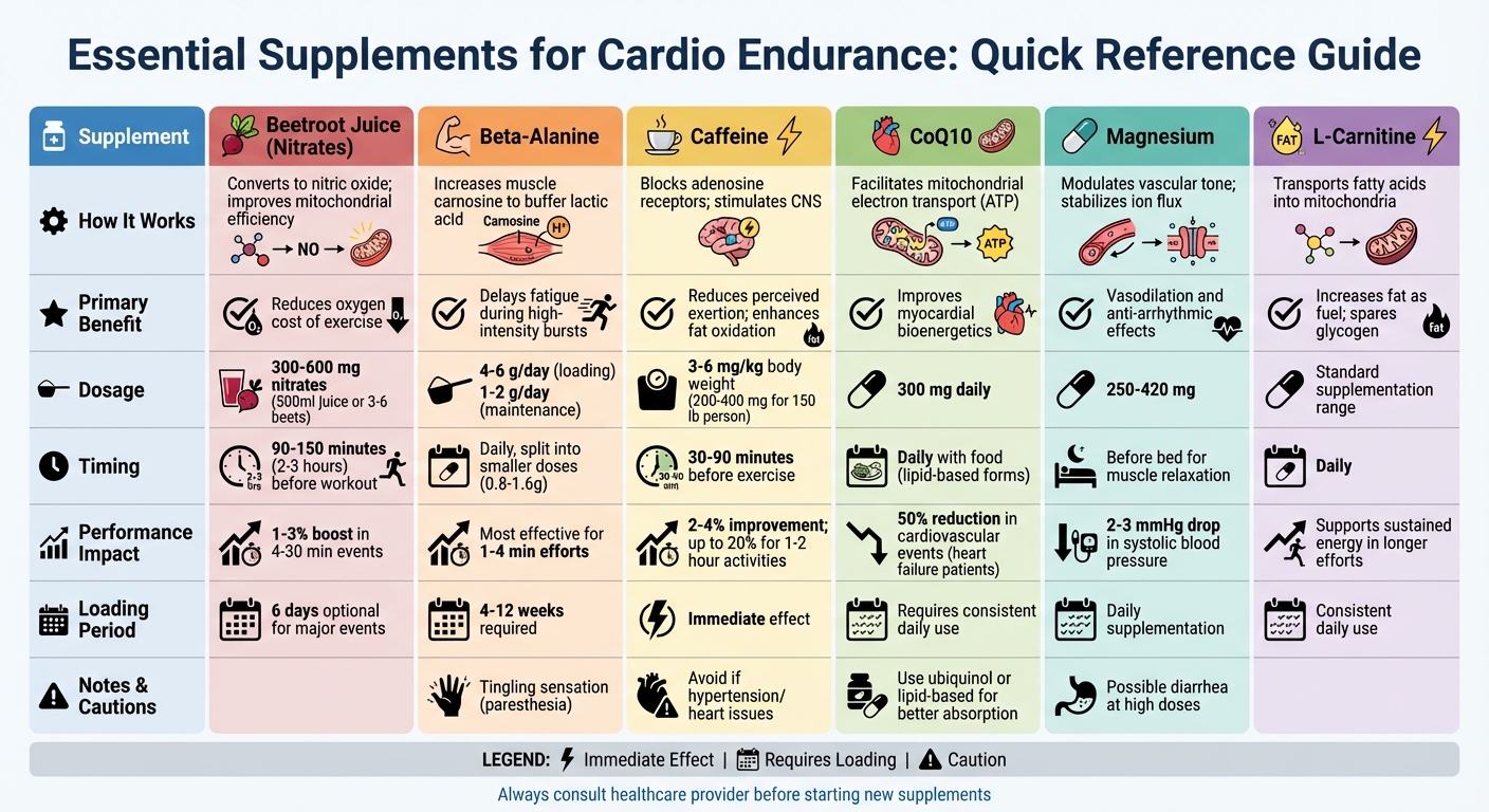 Cardio Endurance Supplements Comparison: Benefits, Dosage, and Timing