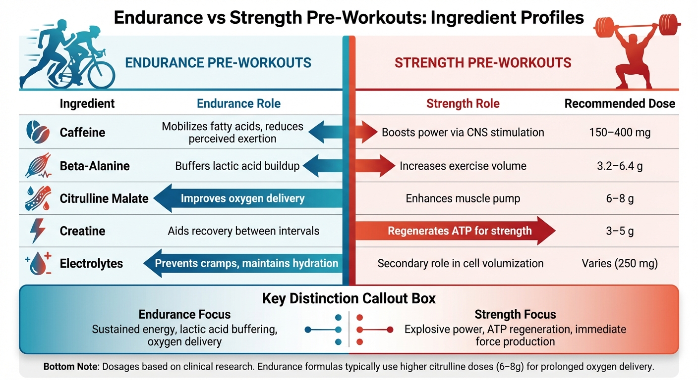 Endurance vs Strength Pre-Workout Ingredients Comparison