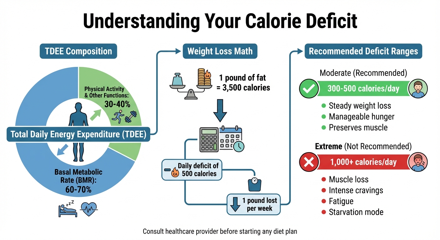 Calorie Deficit Breakdown: TDEE, BMR, and Weekly Weight Loss Calculator