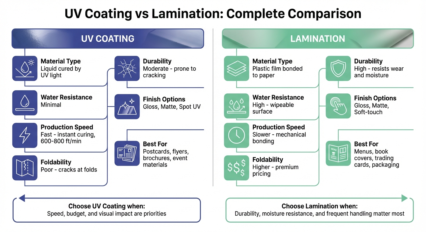 UV Coating vs Lamination: Side-by-Side Comparison Chart