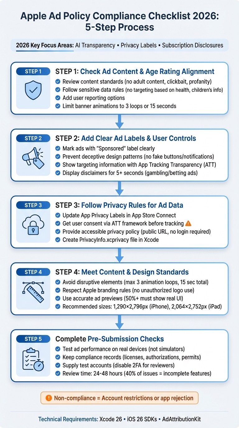 Apple Ad Policy Compliance Checklist 2026: 5-Step Process