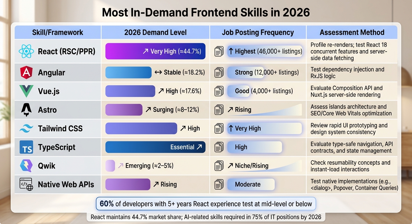 Frontend Skills in Demand 2026: Framework Comparison and Assessment Methods