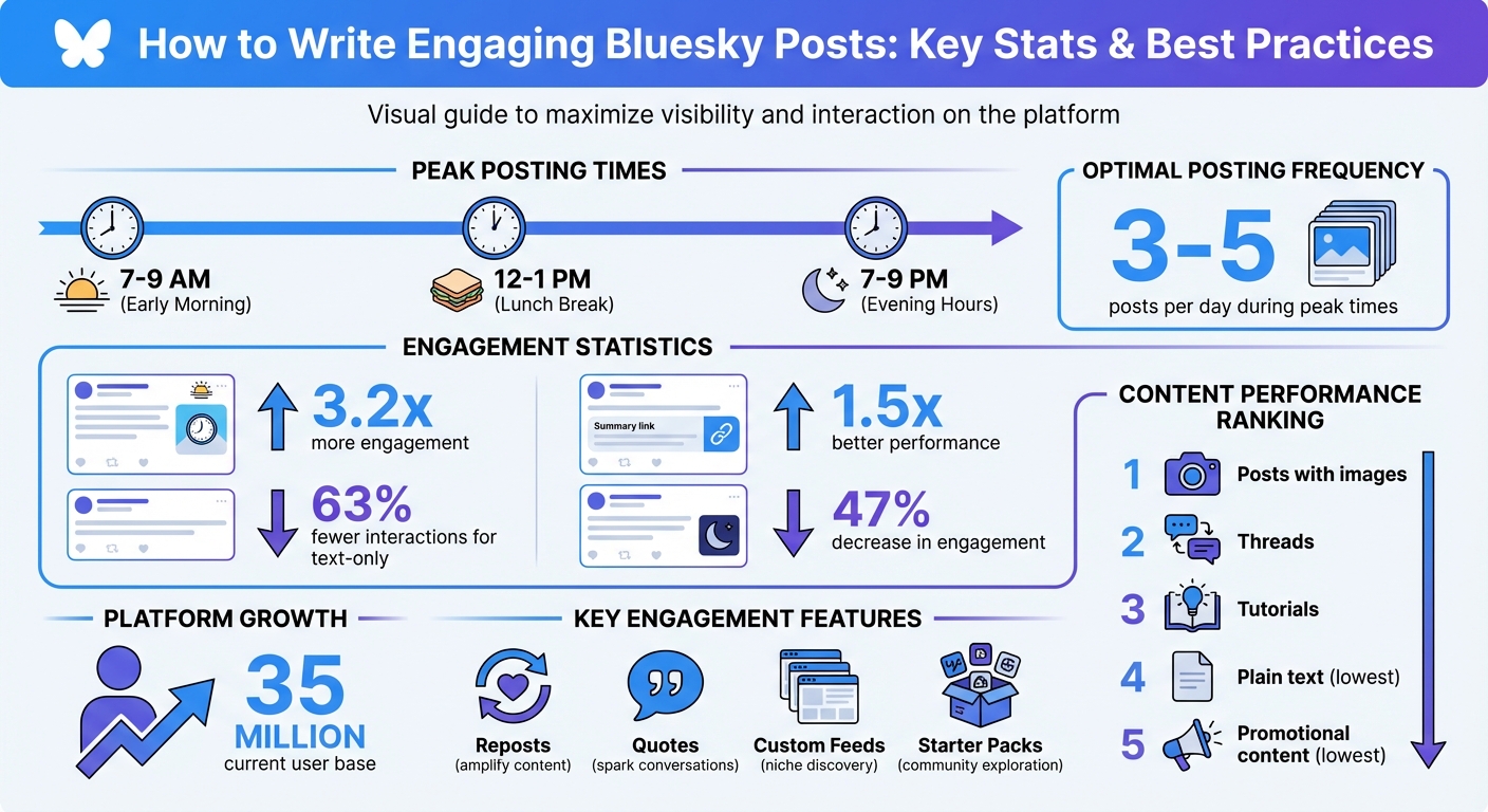 Bluesky Posting Strategy: Peak Times, Frequency, and Engagement Statistics