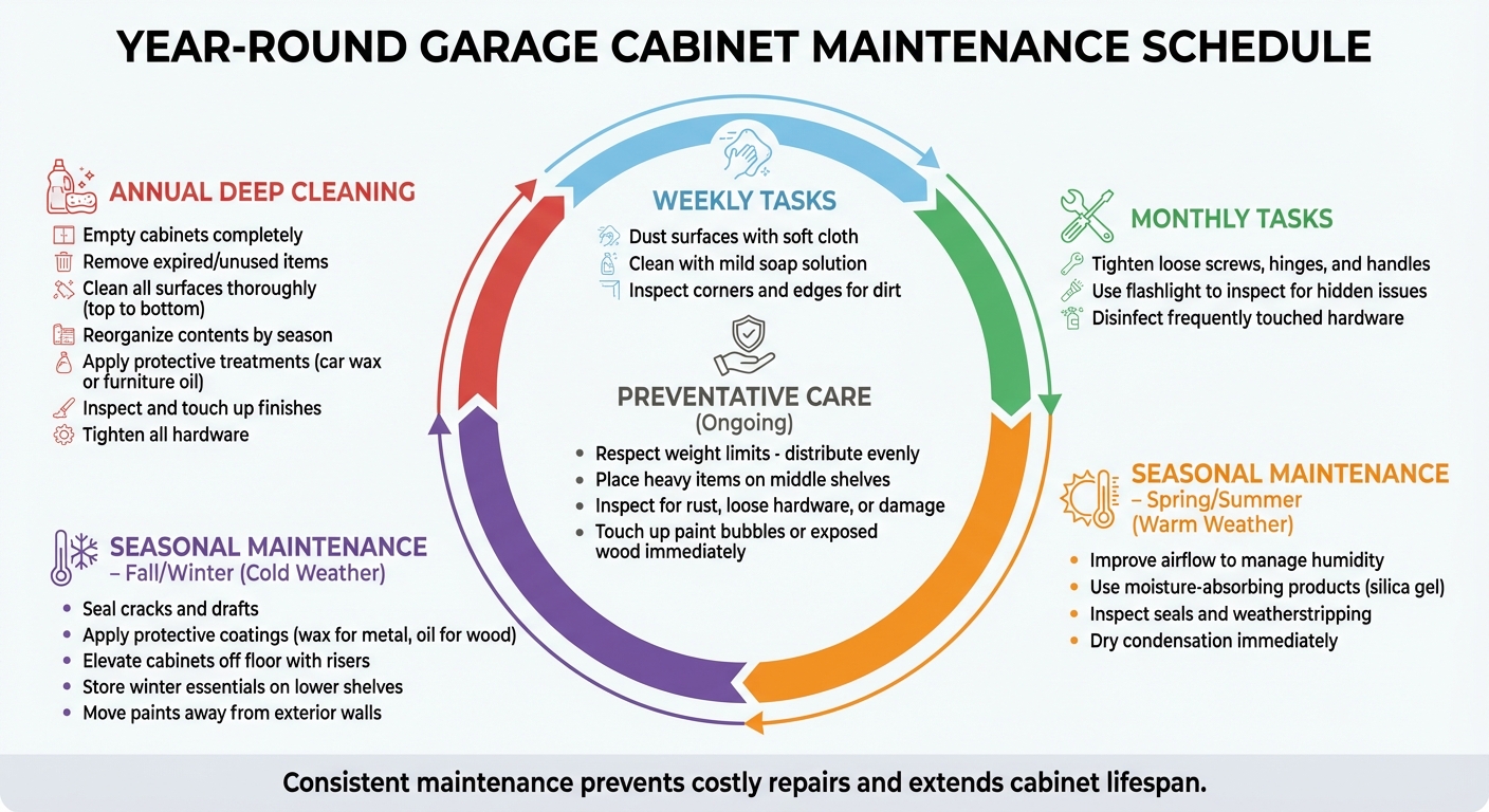 How To Maintain Garage Cabinets Year-Round 5 Year-Round Garage Cabinet Maintenance Schedule