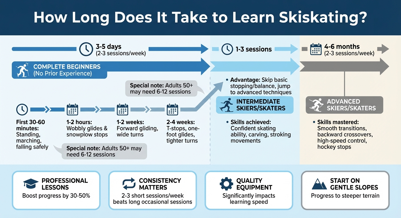 Skiskating Learning Timeline by Experience Level