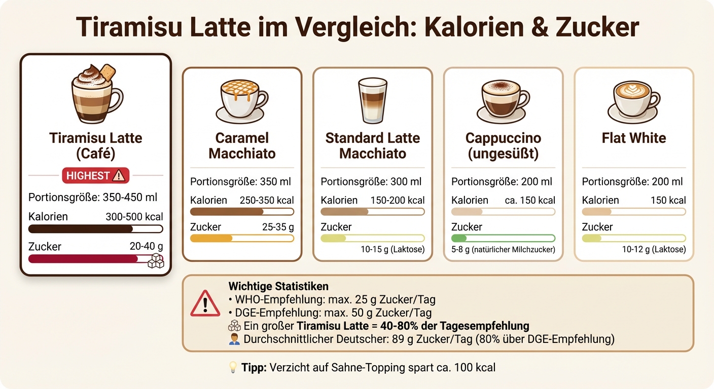 Tiramisu Latte Nährwerte im Vergleich zu anderen Kaffeegetränken