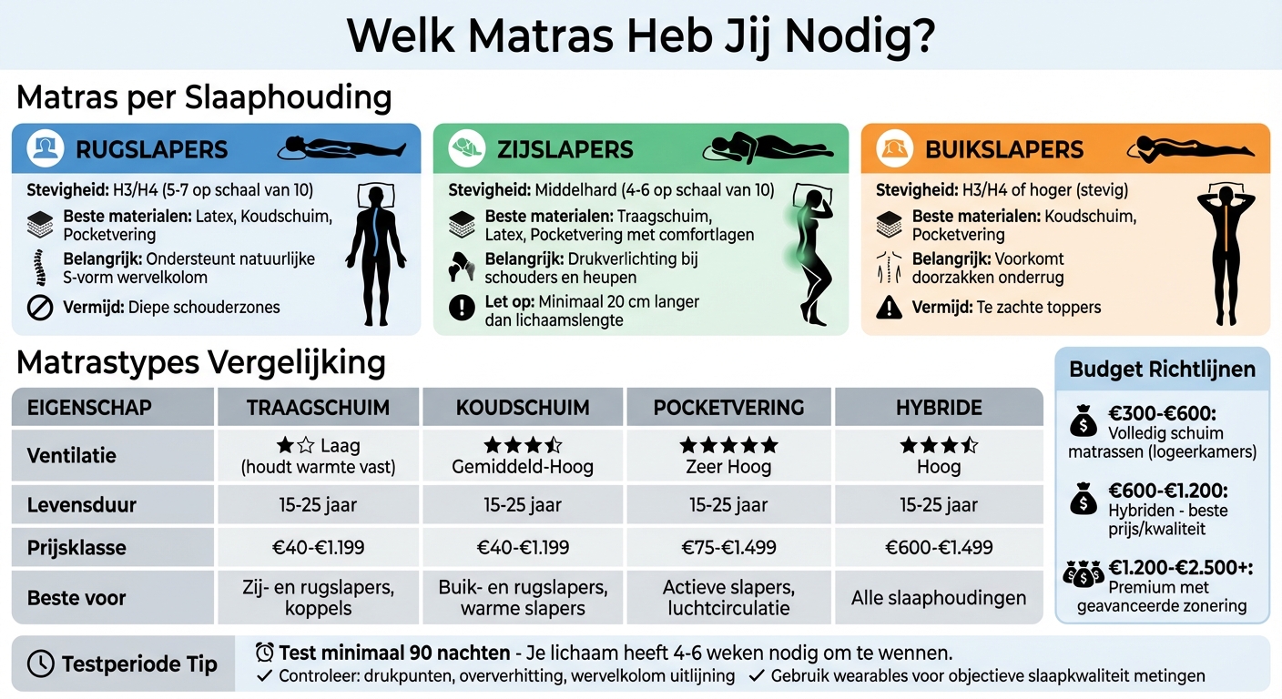 Matras keuze gids per slaaphouding en matrastype vergelijking