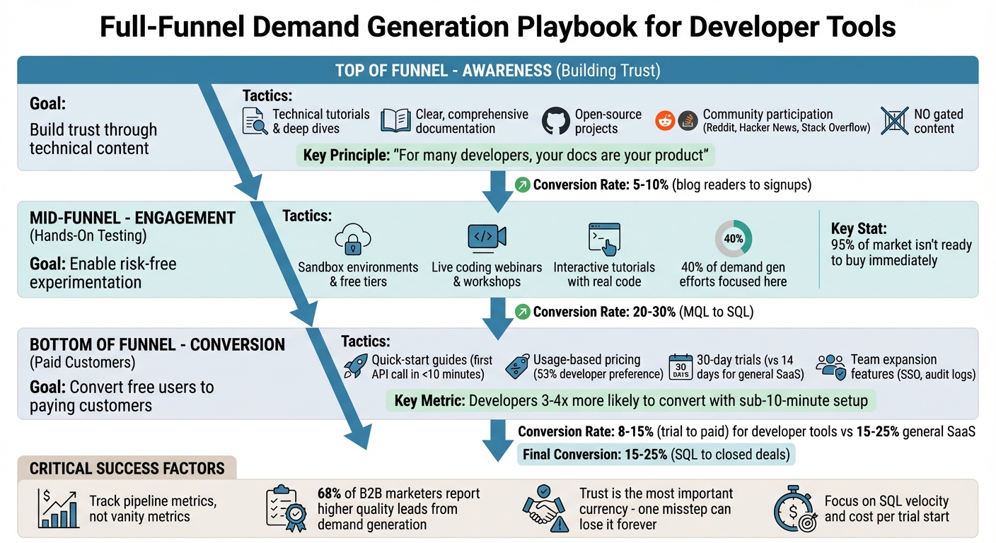 Developer Tool Demand Generation Funnel: Top, Mid, and Bottom Stages