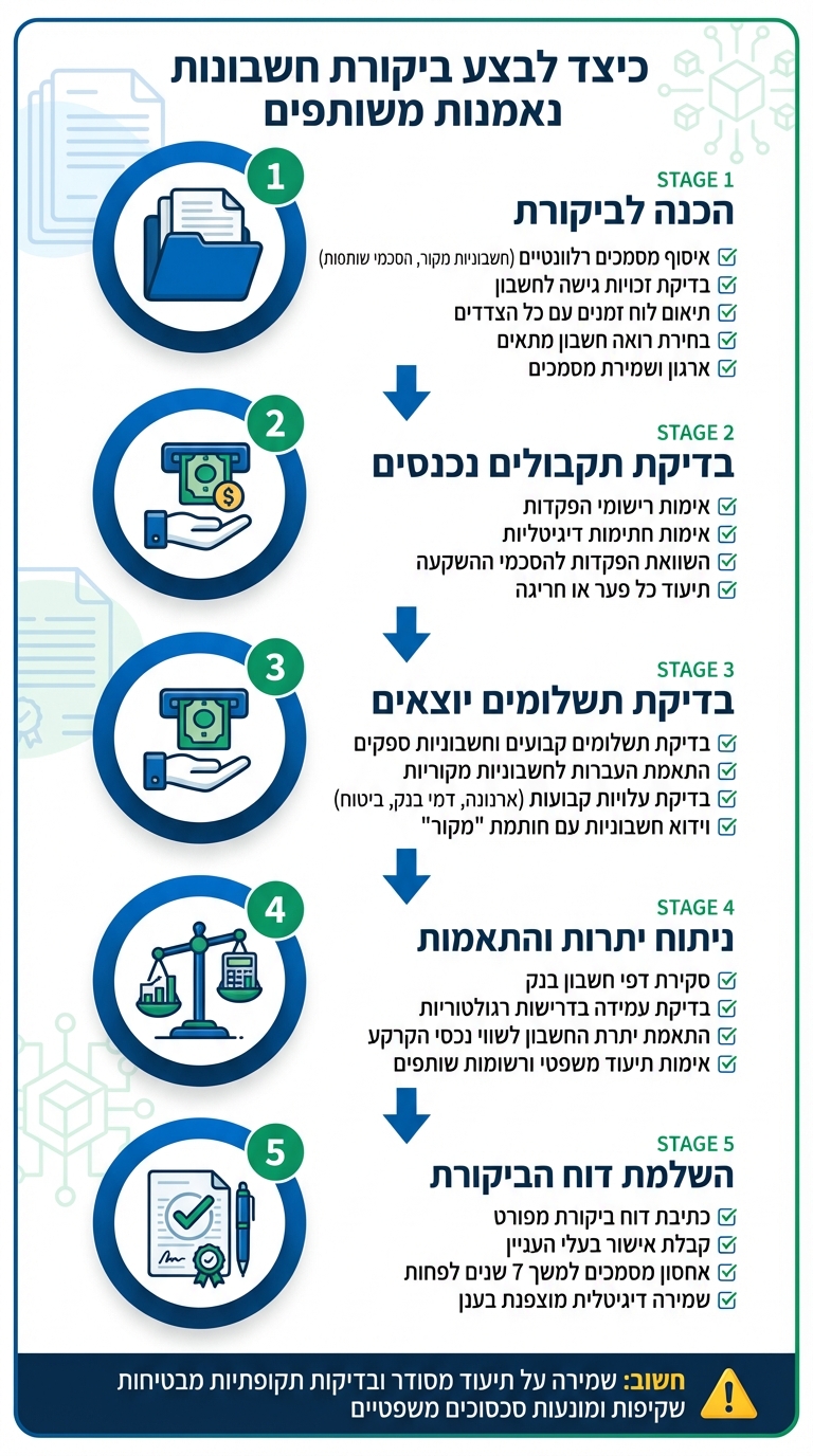 תהליך ביקורת חשבונות נאמנות משותפים - 5 שלבים עיקריים