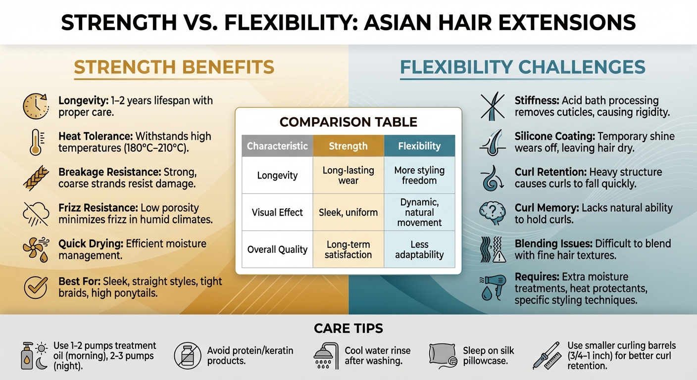 Asian Hair Extensions Strength vs Flexibility Comparison Chart