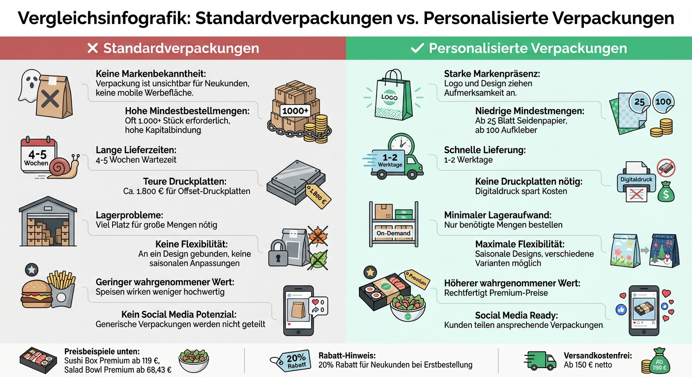 Standardverpackungen vs. personalisierte Verpackungen für Restaurants im Vergleich
