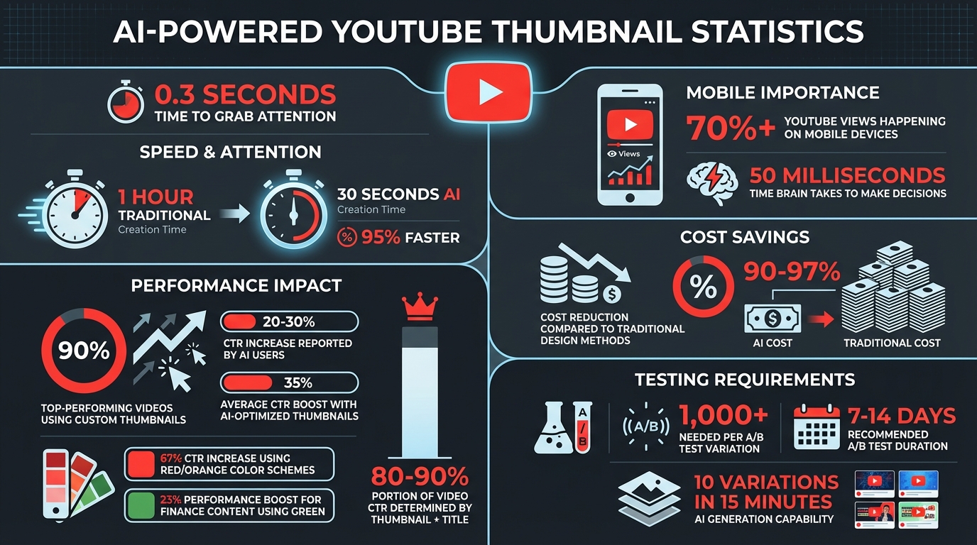 AI YouTube Thumbnail Statistics: Speed, Cost Savings, and CTR Performance