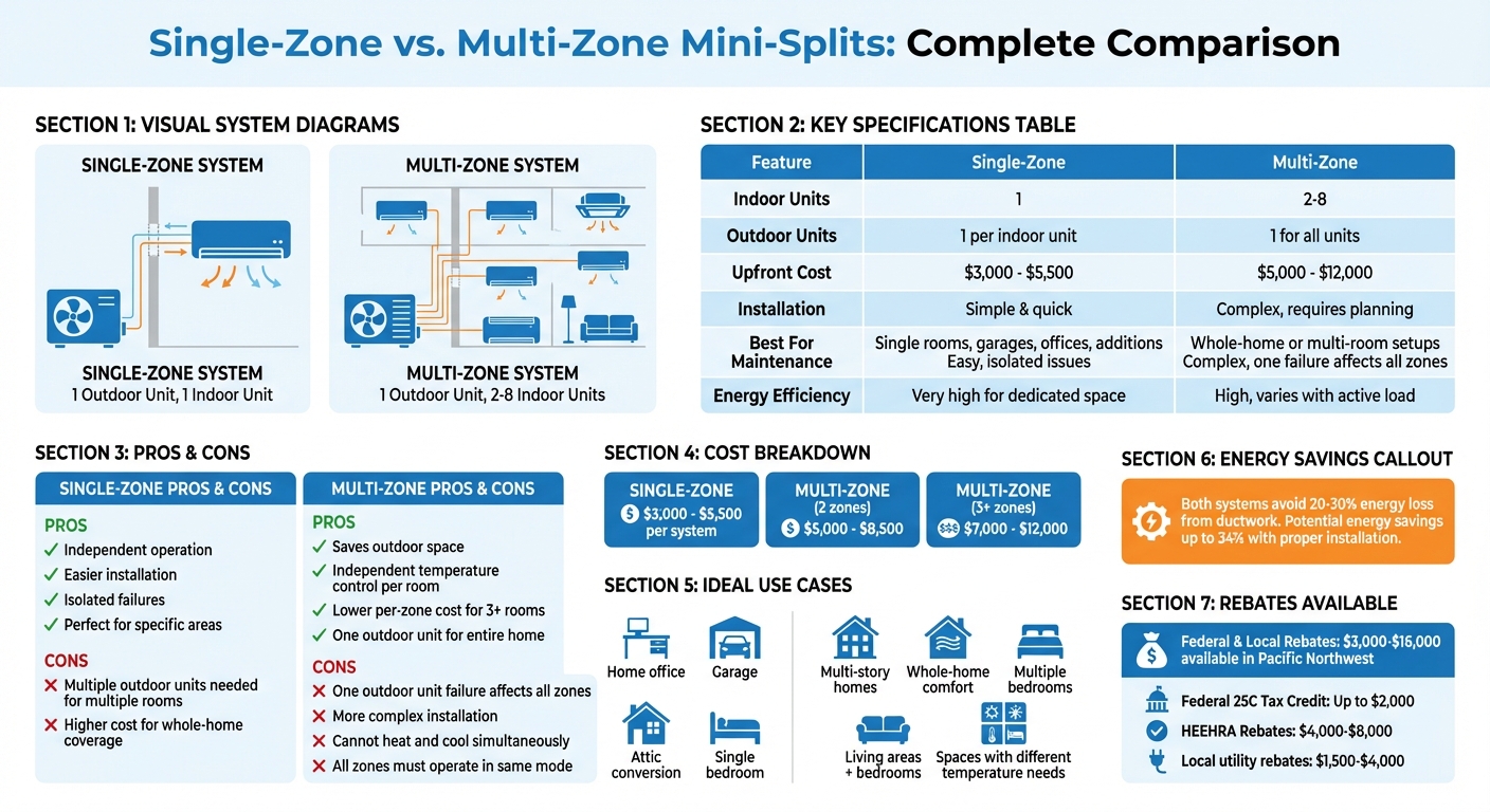 Single-Zone vs Multi-Zone Mini-Split Systems Comparison Chart