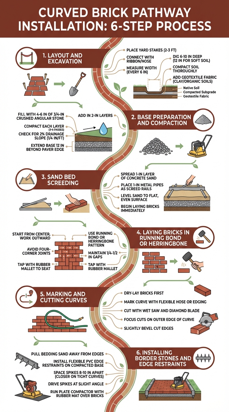 6-Step Guide to Installing Curved Brick Pathways