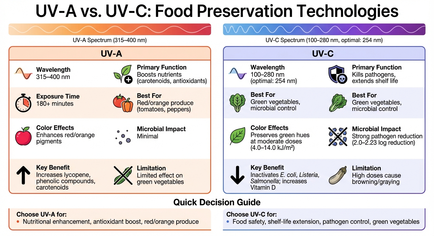 UV-A vs UV-C Light Comparison for Food Processing