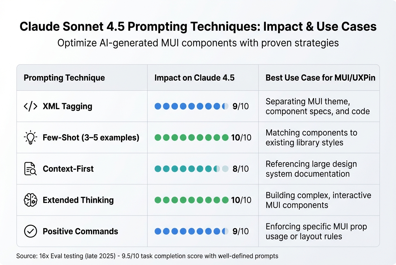 Claude Sonnet 4.5 Prompting Techniques for MUI and UXPin Merge