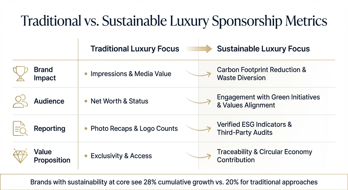 Traditional vs Sustainable Luxury Sponsorship Metrics Comparison