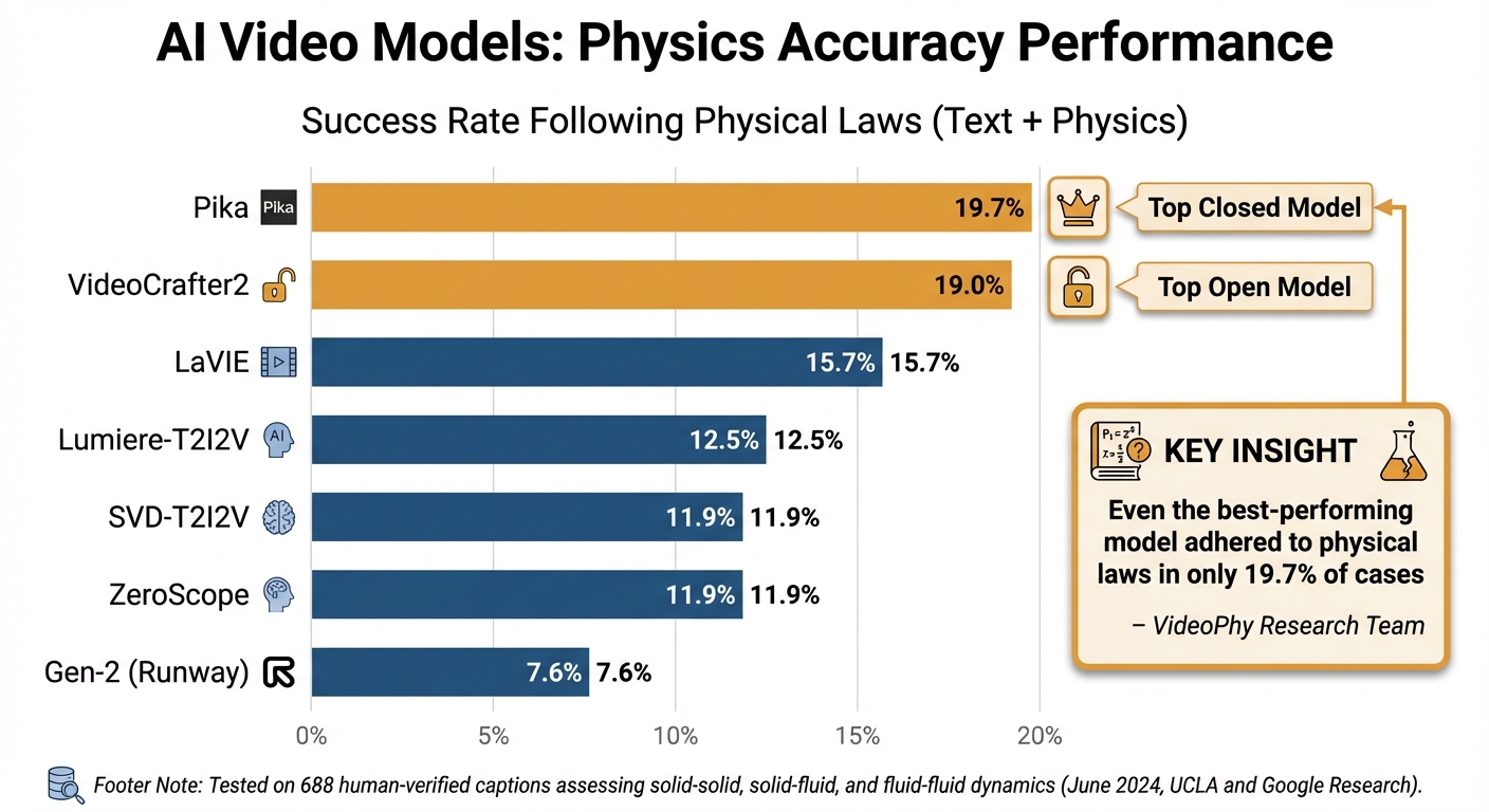 AI Video Model Physics Accuracy Benchmark Comparison