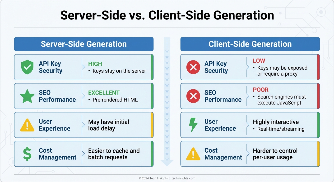 Server-Side vs Client-Side Real-Time Text Generation Comparison