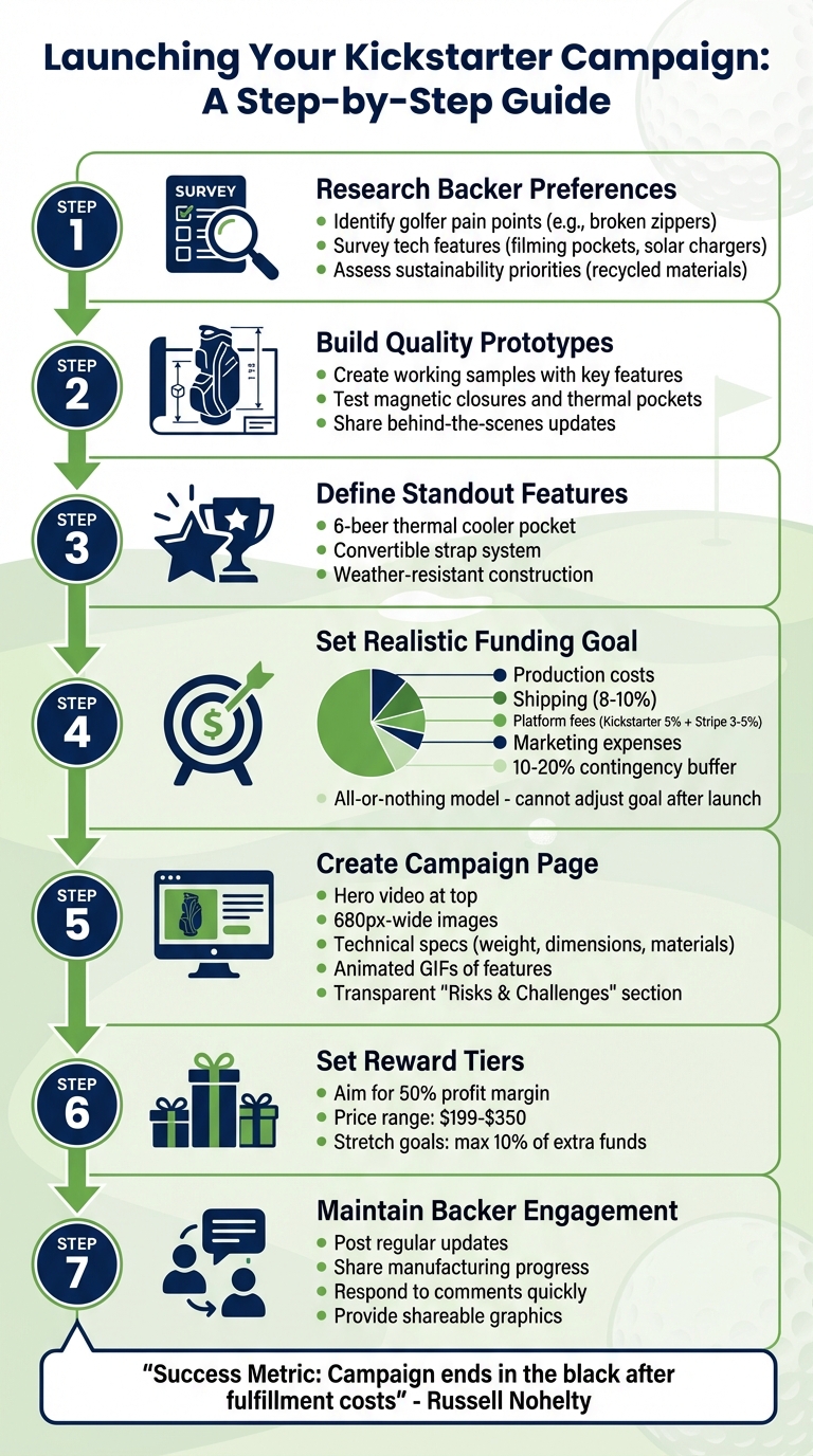 7-Step Kickstarter Campaign Launch Process for Custom Golf Stand Bags
