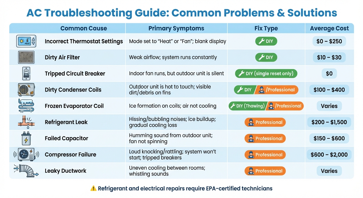 AC Troubleshooting Guide: Common Problems, Symptoms, and Repair Costs