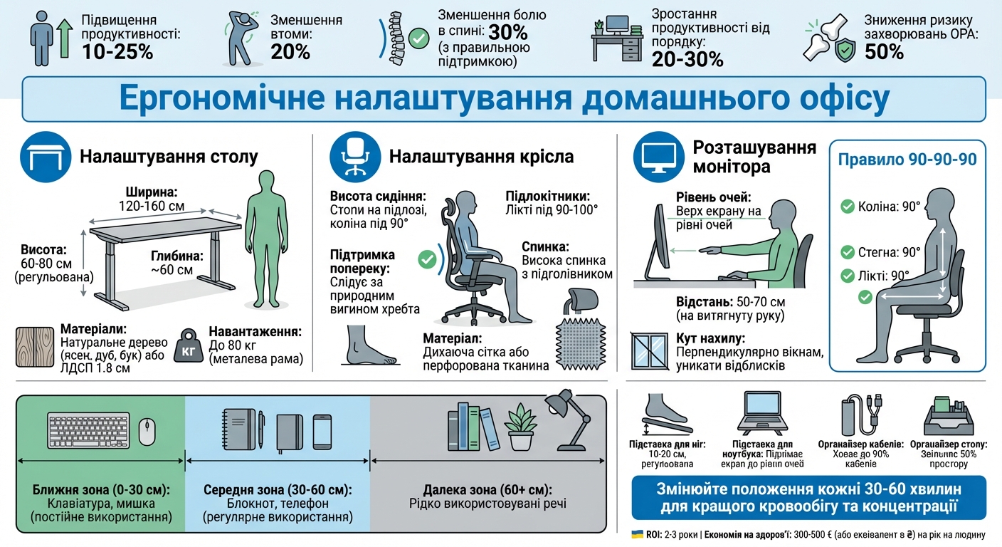 Ергономічне налаштування домашнього офісу: оптимальні параметри