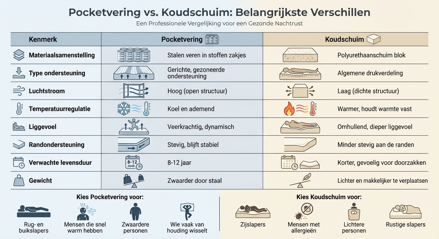 Pocketvering vs Koudschuim Matras Vergelijking