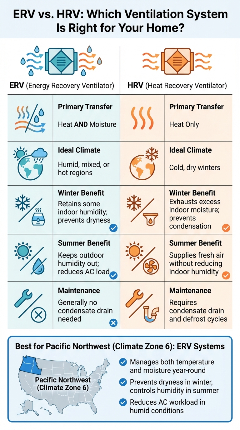 ERV vs HRV Systems Comparison Chart for Home Ventilation