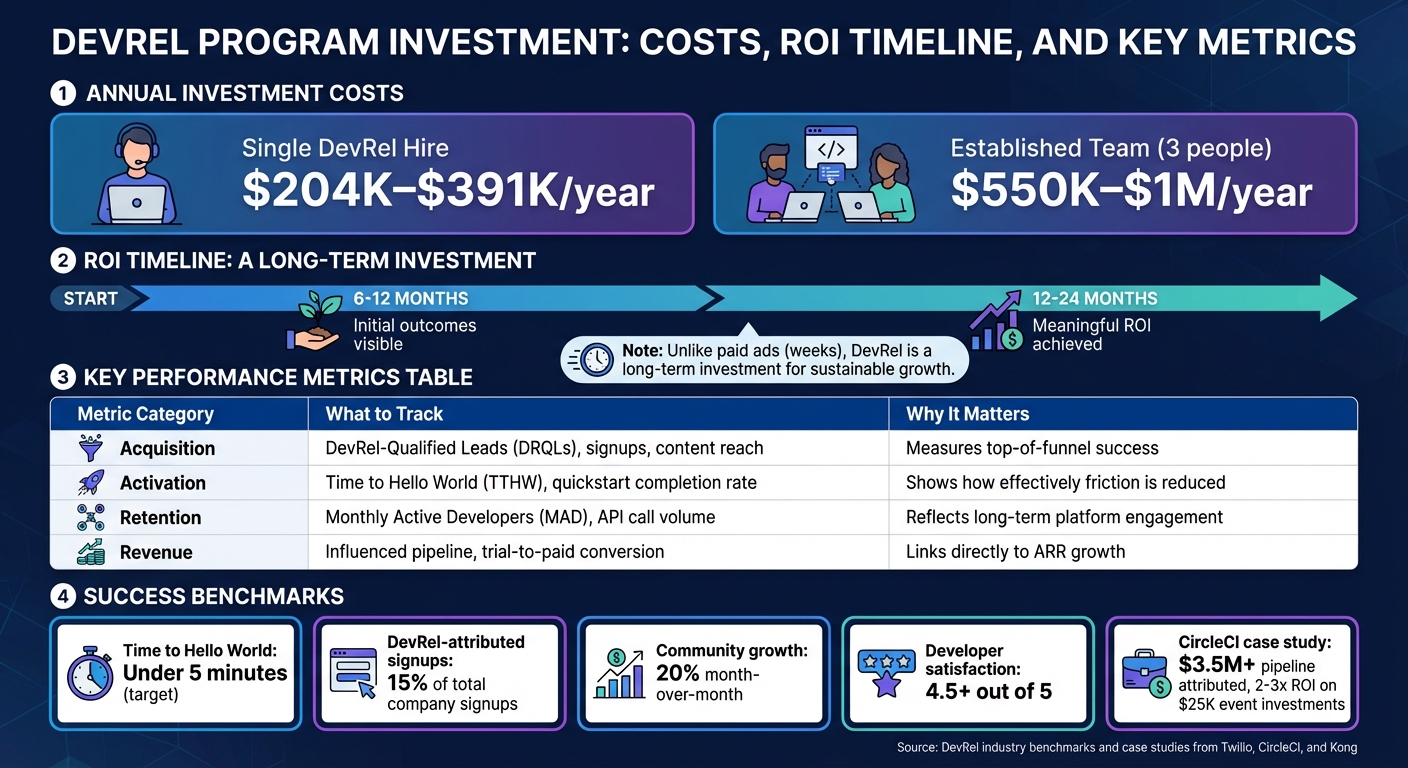 DevRel Program Costs, ROI Timeline, and Key Performance Metrics