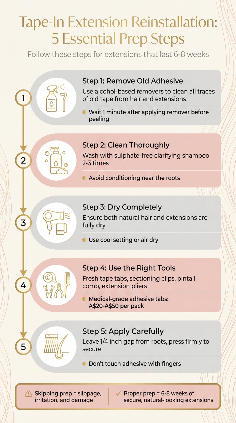 5-Step Process for Preparing Hair for Tape-In Extension Reinstallation