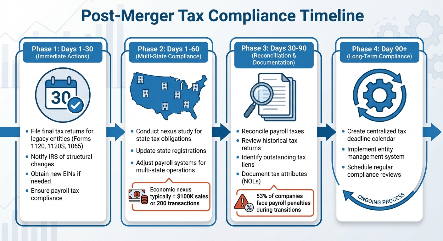Post-Merger Tax Compliance Timeline: 90-Day Action Plan