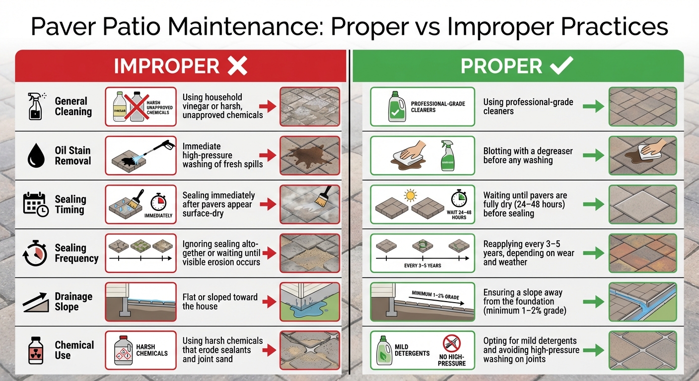 Paver Patio Maintenance: Proper vs Improper Practices Guide
