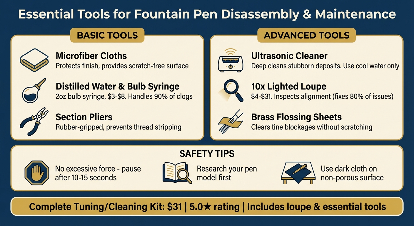 Essential Tools for Fountain Pen Disassembly and Maintenance