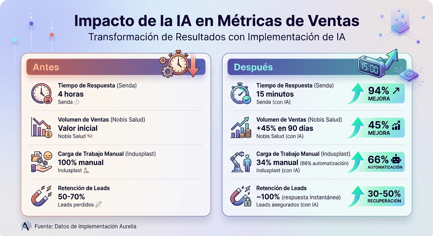Resultados antes y después de implementar IA en ventas: mejoras en tiempo de respuesta y conversiones