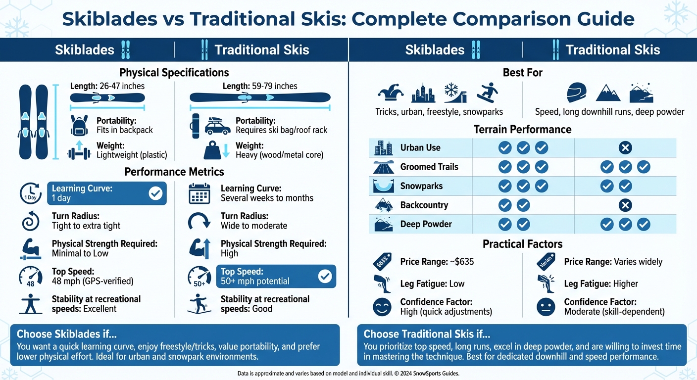 Skiblades vs Traditional Skis Comparison Chart