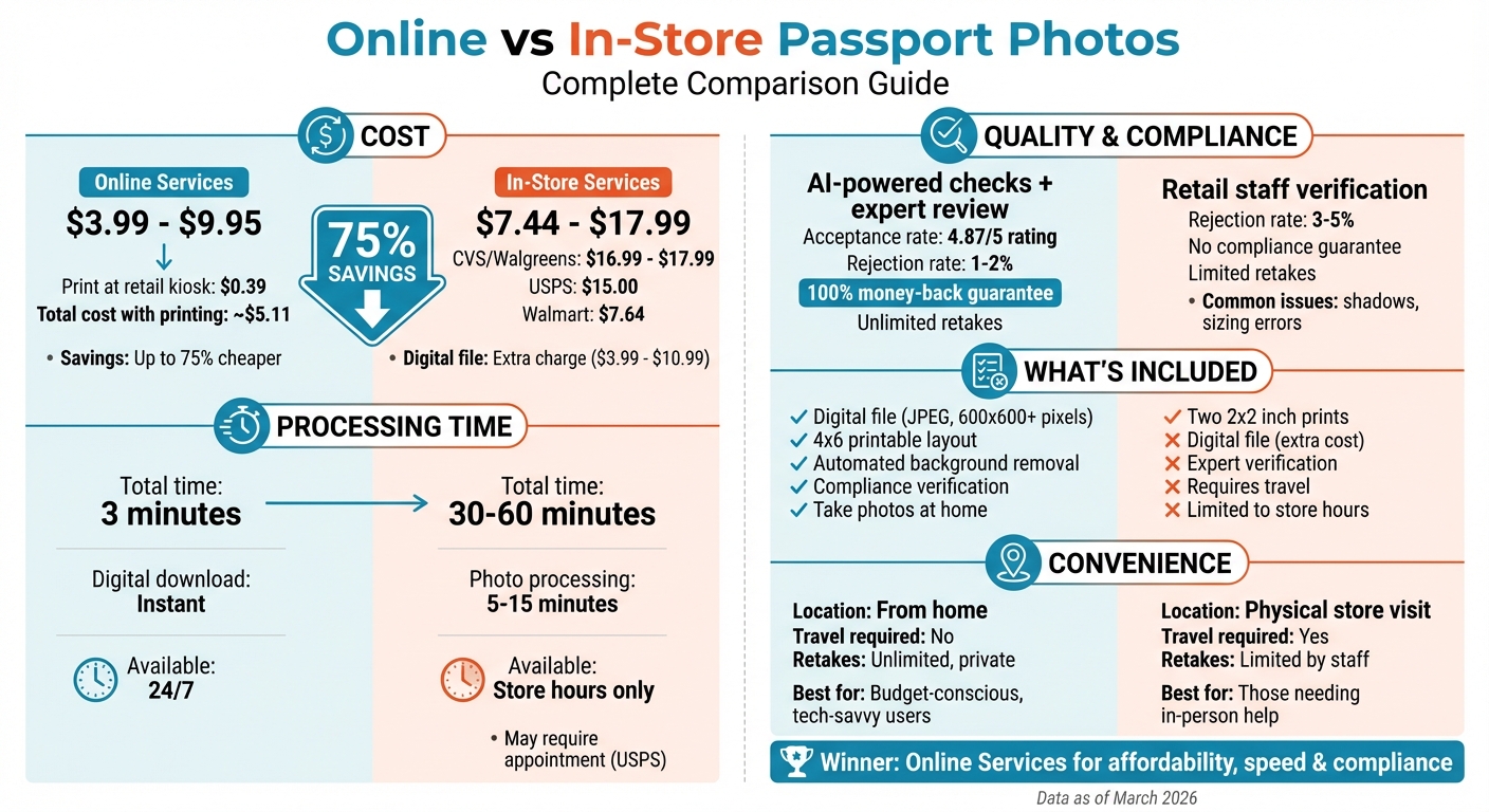 Online vs In-Store Passport Photos: Cost, Quality & Convenience Comparison