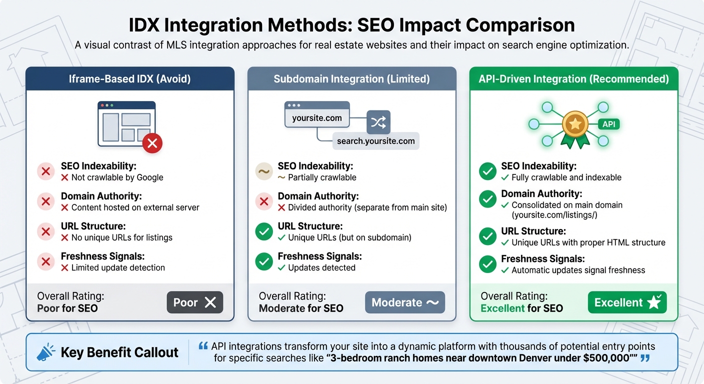 IDX Integration Methods: SEO Impact Comparison for Real Estate Websites
