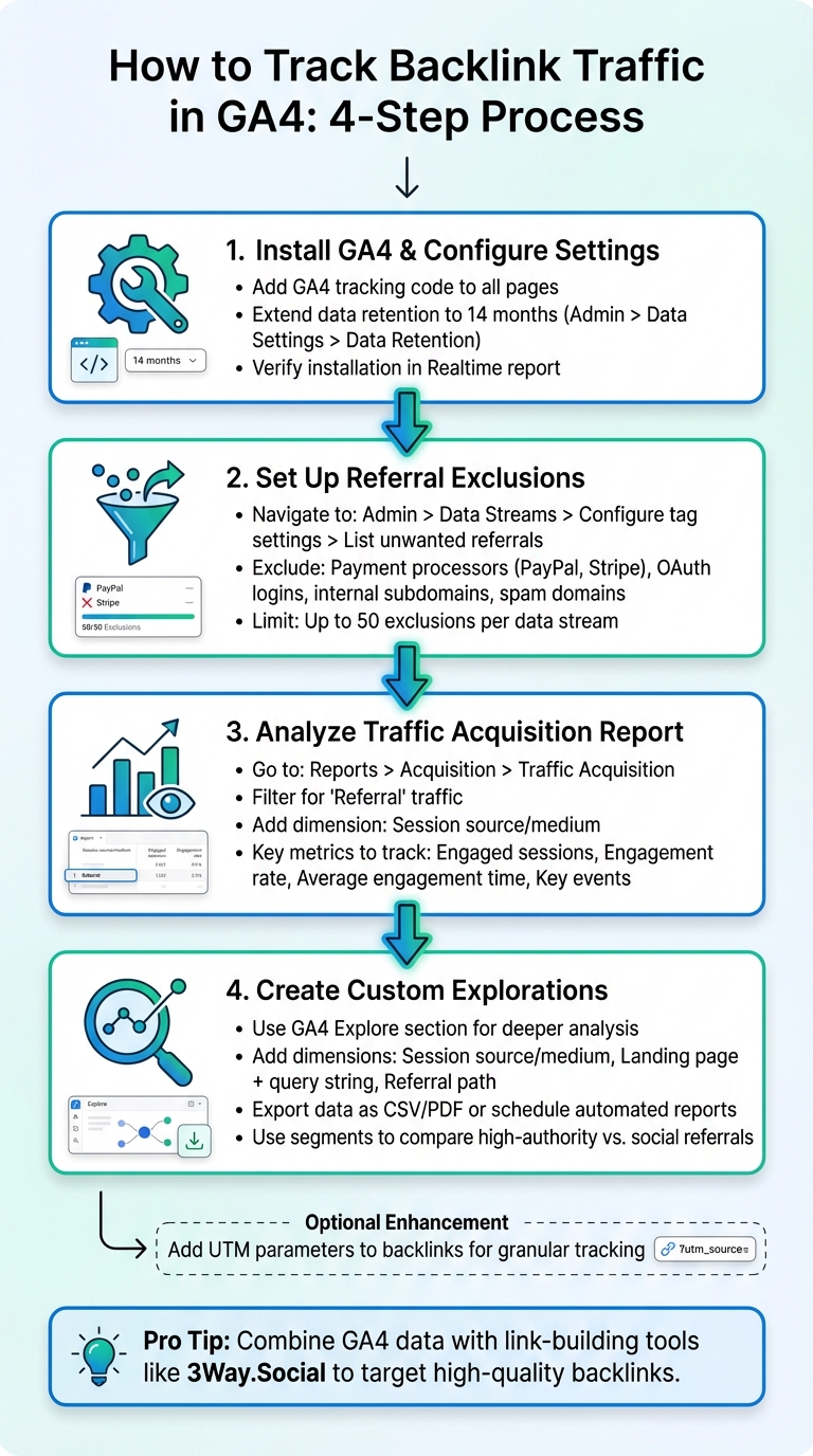 4-Step Process to Track Backlink Traffic in Google Analytics 4