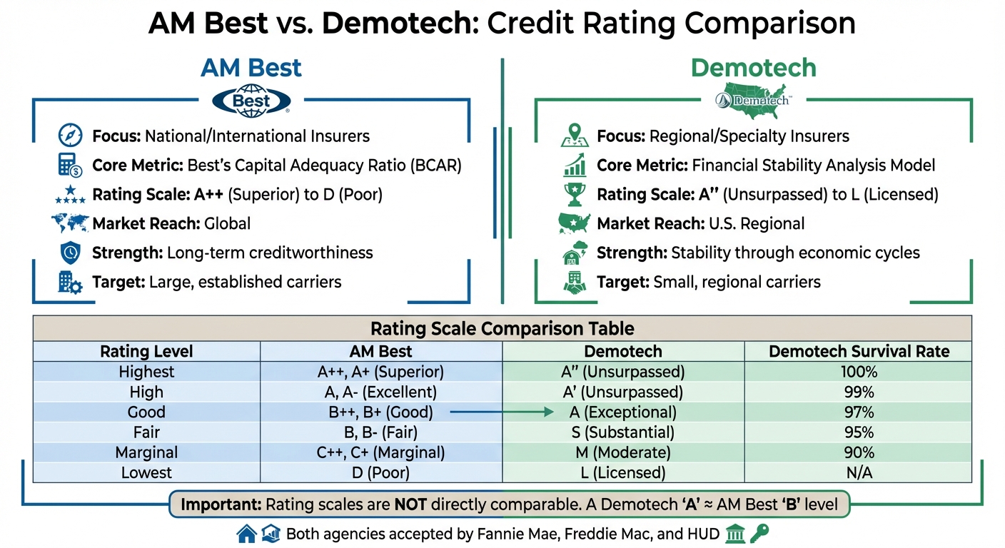 AM Best vs Demotech Insurance Rating Agencies Comparison Chart