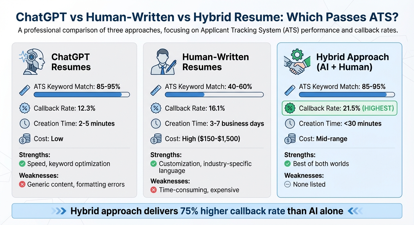 ChatGPT vs Human vs Hybrid Resume: ATS Performance Comparison
