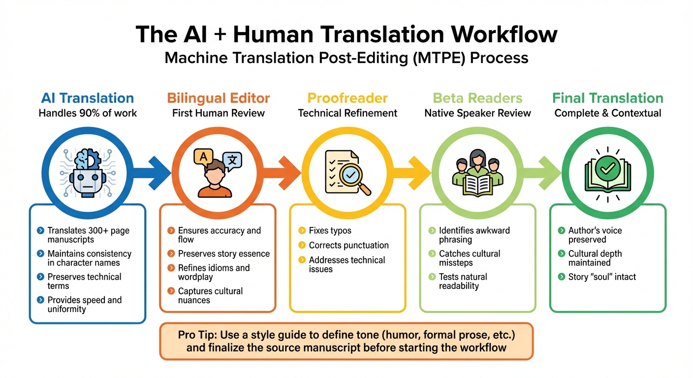 AI and Human Collaboration in Book Translation Workflow