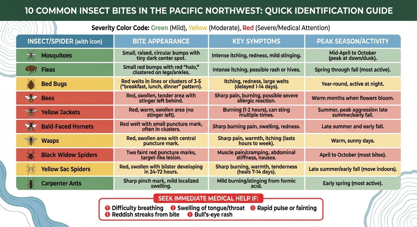 Visual Guide to 10 Common Insect Bites in the Pacific Northwest