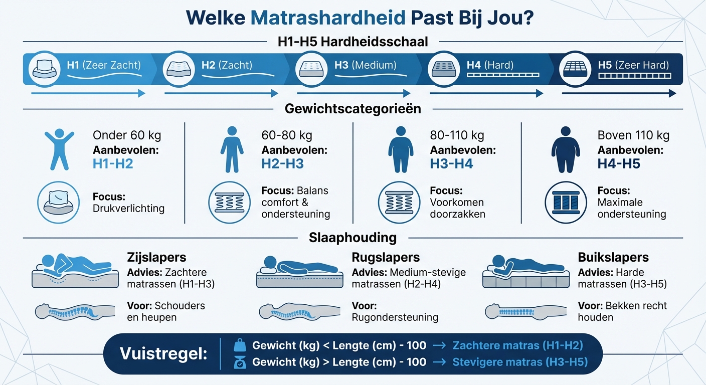 Matrashardheid kiezen op basis van gewicht en slaaphouding