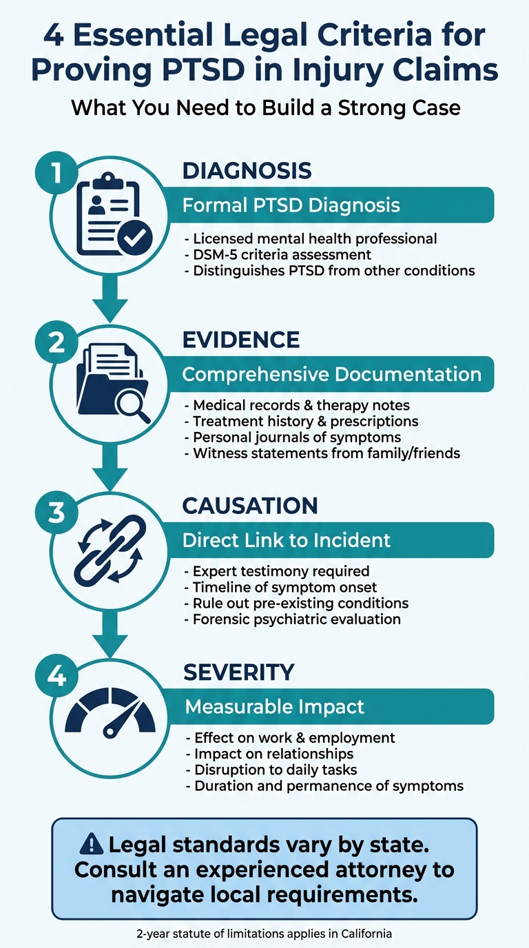 4 Essential Legal Criteria for Proving PTSD in Injury Claims